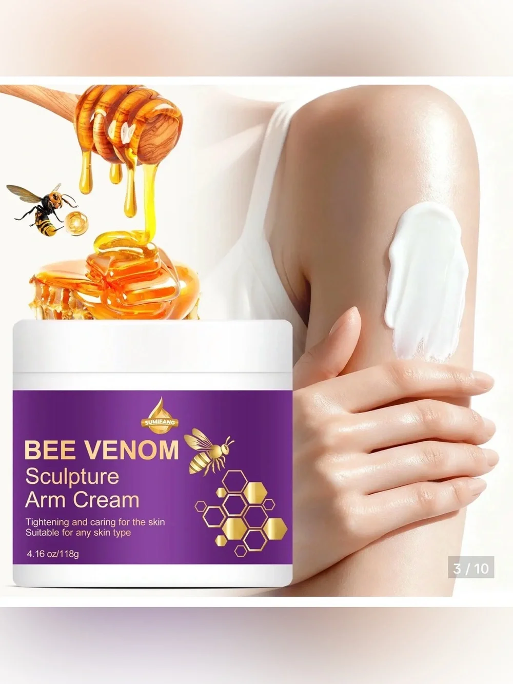 Rozino Bee Venom Sculpture Arm Cream - Purple & Yellow Jar